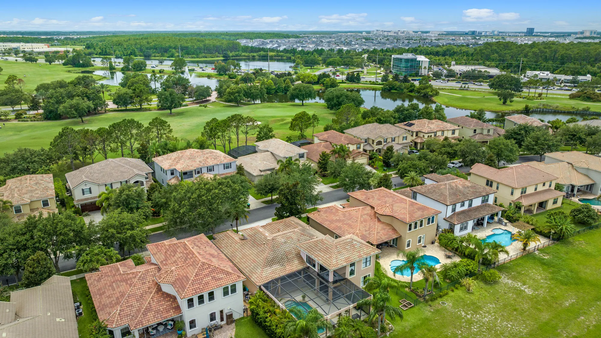 Residential Area In Lake Nona. Community with a golf course view